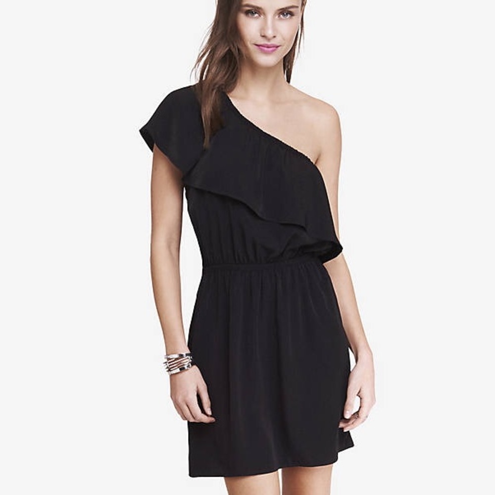 Express black one-shoulder dress
